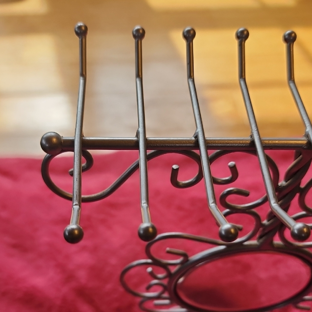 Ornate Metal Jewelry Stand with Mirror -Silvertone - Picture 6 of 7